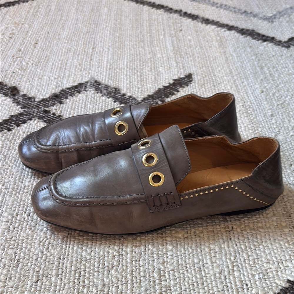 Isabel Marant Brown Flats with Distressed Leather and Eyelet Details - Picture 5 of 9